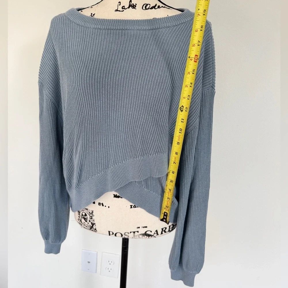 lululemon Reversible Crossover Sweater Blue Chambray Cashmere Blend Sz 12